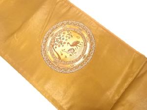 絵皿に花鳥模様織り出し　袋帯